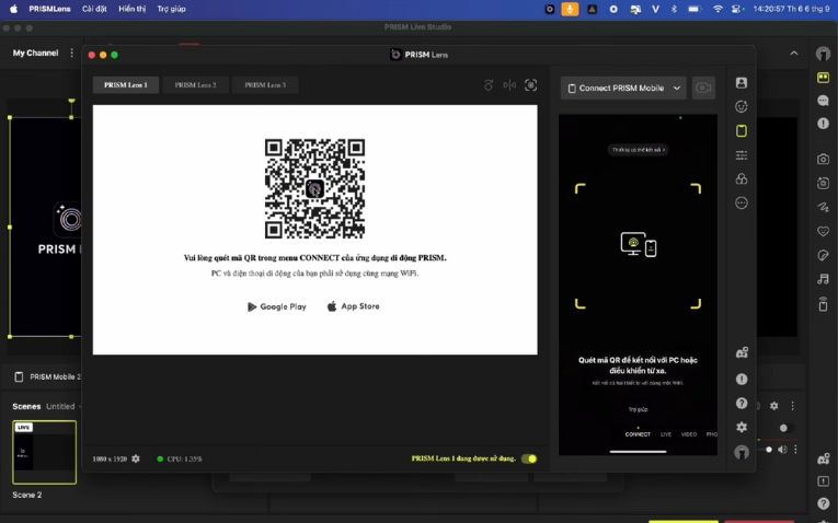Bước 2: Kết nối PRISM với livestream